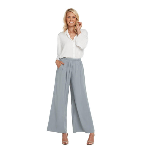 Solid Wide Leg Pants - Oyster - jamsworld.us