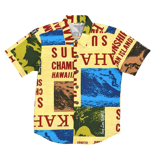 Boy's Cotton Shirt: XS(4/5) - L(12/14) - Surf Contest Yellow - JamsWorld.co