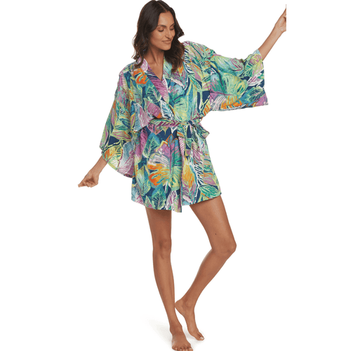 Short Kimono Robe - 'Akala (Pink) Capri - JamsWorld.co